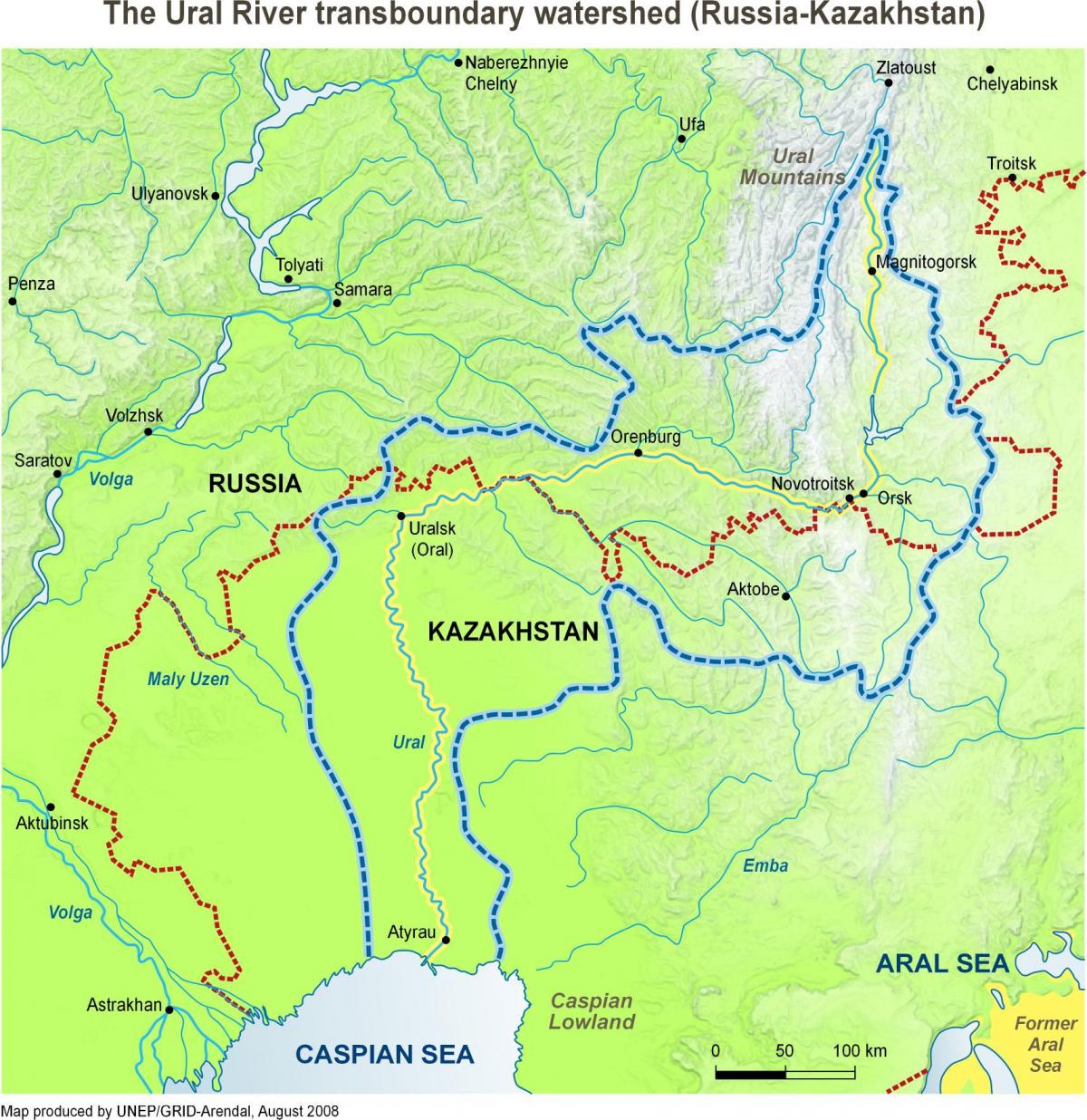 মানচিত্র, কাজাখস্তান নদী